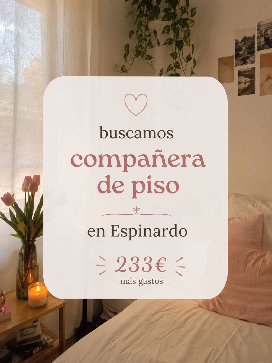 Pizzigata_1998's tweet photo. Hola buscamos una compañera de piso en Murcia, zona espinardo. Para entrar en agosto preferiblemente. 
Somos dos chicas que estudian y trabajan. +info md https://t.co/kY2NkQmIWO