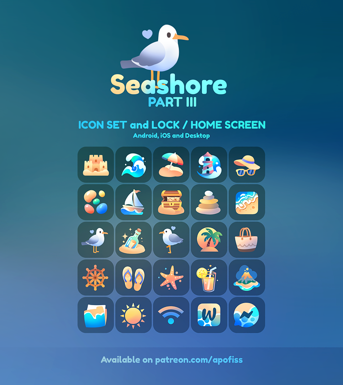 apofissx's tweet photo. Big update for Seashore icon set! I painted 25 more icon artworks c: So many cool ways to customize your phone! ...tutorials are included✨Oh! link in bio🌊 https://t.co/qLb0kJN8sv