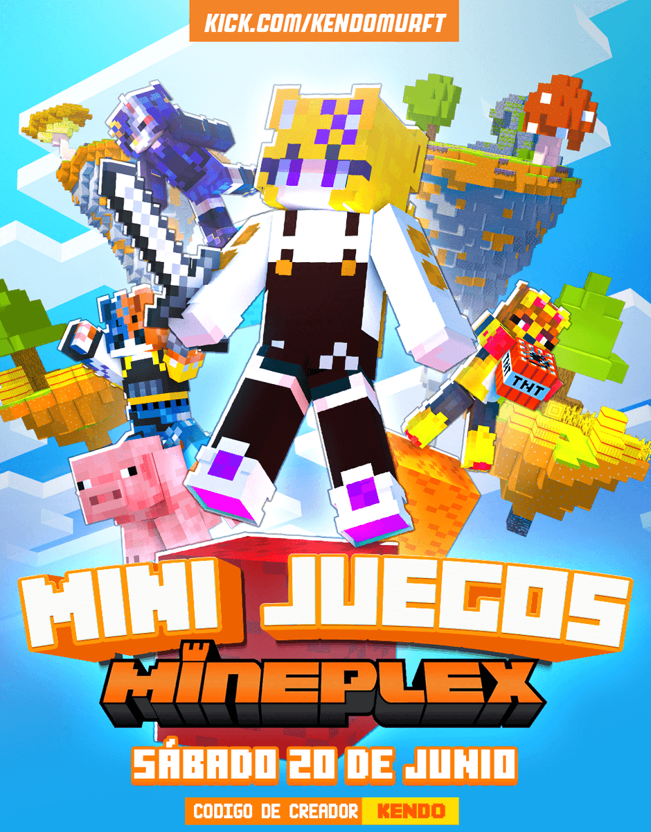 kendomurft's tweet photo. Busco 80 jugadores que quieran participar en varios Mini-Juegos para ganar rango en @Mineplex Mañana sabado a las 7pm 🇲🇽

Todo esto en mi canal de Kick!:D https://t.co/fCpe3mJTeL