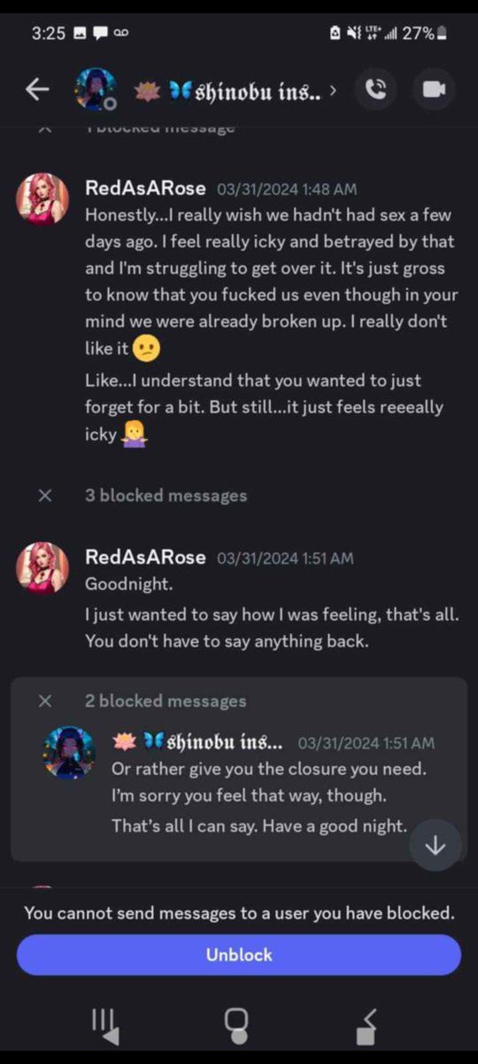 SuccubiFae's tweet photo. @lose2hera @MommyGhostxx @lose2hera found the message she sent after too, makes it even better. zero remorse for r@ping us and absolutely disgusting how she is trying to rewrite it. https://t.co/GHQvUSbr61