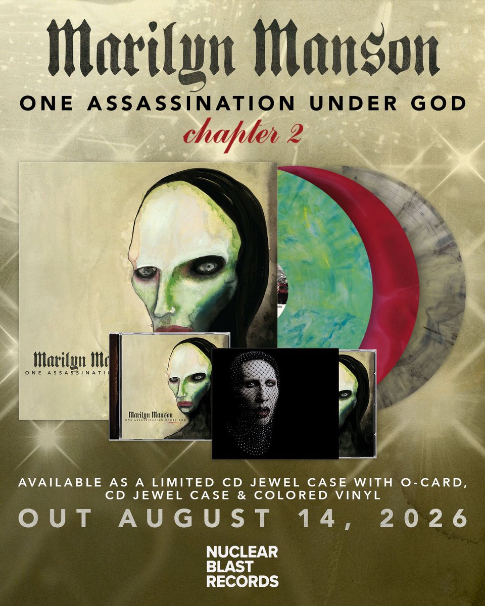 marilynmanson's tweet photo. One Assassination Under God - Chapter 2
Out August 14th.

Pre-order at https://t.co/zmuuoNGxVV https://t.co/nLeBLGu22p