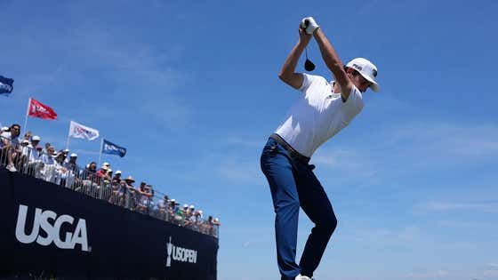 barstoolsports's tweet photo. Golf's Bad Boy: Joaquin Niemann got hit with a 2 stroke penalty (shot an 11 on the hole!) for launching his club 50 yards and kicking sand https://t.co/3hc5X6cglG