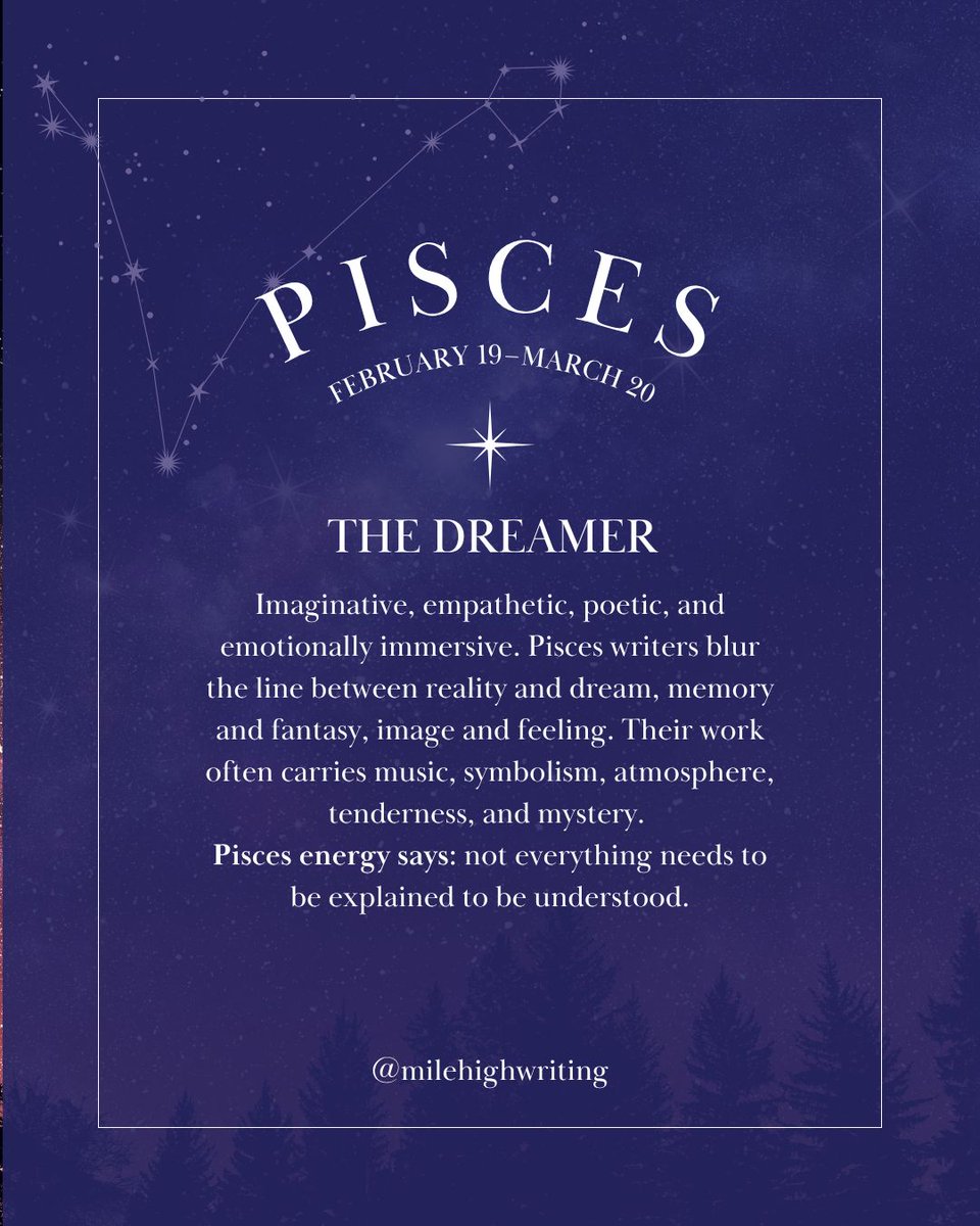 MileHighMFA's tweet photo. What does your zodiac sign say about your writing style? ✨Tag a writer friend whose sign feels accurate! 

Find your sign and tell us if it fits!

#milehighmfa #milehighcreativewriting #writingcommunity #writerlife #creativewriting #writing #zodiacsigns #zodiac #zodiacmood https://t.co/RERgBLeqp0