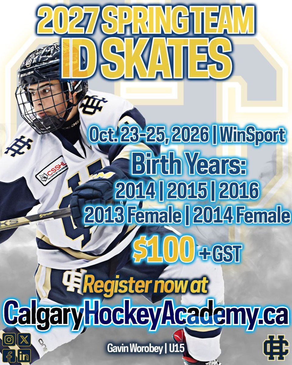 chacalgary's tweet photo. Calgary, we've set a date for our 2027 Spring Team ID Skates! Don't miss out on our acclaimed spring programming; register today at https://t.co/pVqHDQAyqz!
#earnednotgiven #calgaryhockey #hockeyplayers #athletedevelopment #hockeycalgary #girlshockey #girlshockeyyyc https://t.co/FmGsb44PGM
