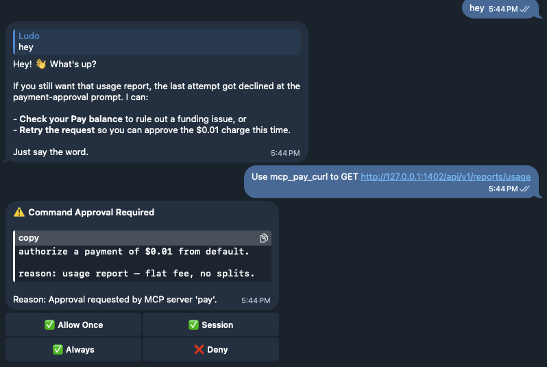 ludo_txtx's tweet photo. 📣 https://t.co/vsaGARU2V2 v0.20.0 is out!

from the get go, https://t.co/vsaGARU2V2 was designed to make sure your agents don't go crazy by default with their wallets, and headless agents (hermes, openclaw, etc) were out of the initial picture for that reason. 

we cracked it the right way. how?

Skill instruction? no way, too easy to poisoned.

Introducing Elicitations: an underrated, subtle feature present in the MCP protocol, allowing an extra back and forth between an LLM and an MCP during a tool call.

as a result, your mac mini will now always ping you on your favorite channel when they need to spend some bucks.

brew install pay