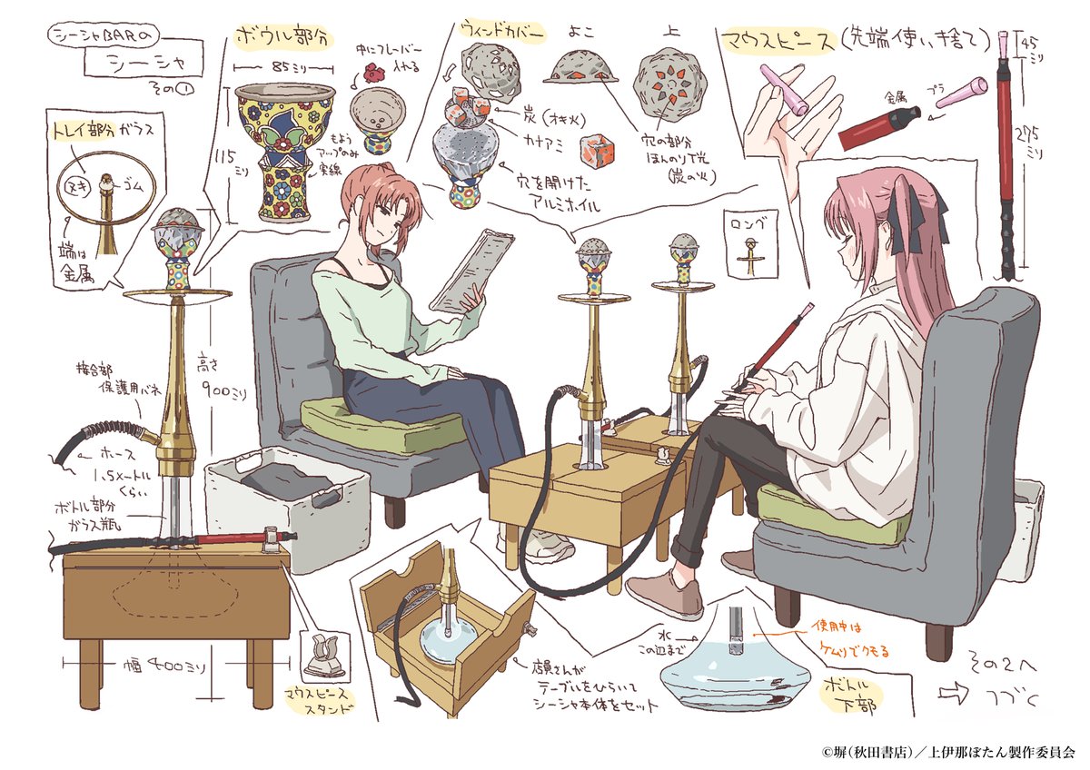 studio_soigne's tweet photo. 𓈒 𓏸 𓐍  𓂃
　上伊那ぼたん、酔へる姿は百合の花
  　　〖第11話〗プロップ設定公開　𓂃 𓈒𓏸

本編で登場したプロップ設定のご紹介🌫️

✤シーシャ①②
‧┈┈┈┈┈┈┈┈┈┈┈‧
作画　　：松尾祐輔さん
色彩設計：伊藤 唯さん
‧┈┈┈┈┈┈┈┈┈┈┈‧
＃上伊那ぼたん https://t.co/1s5bLk9xQ8