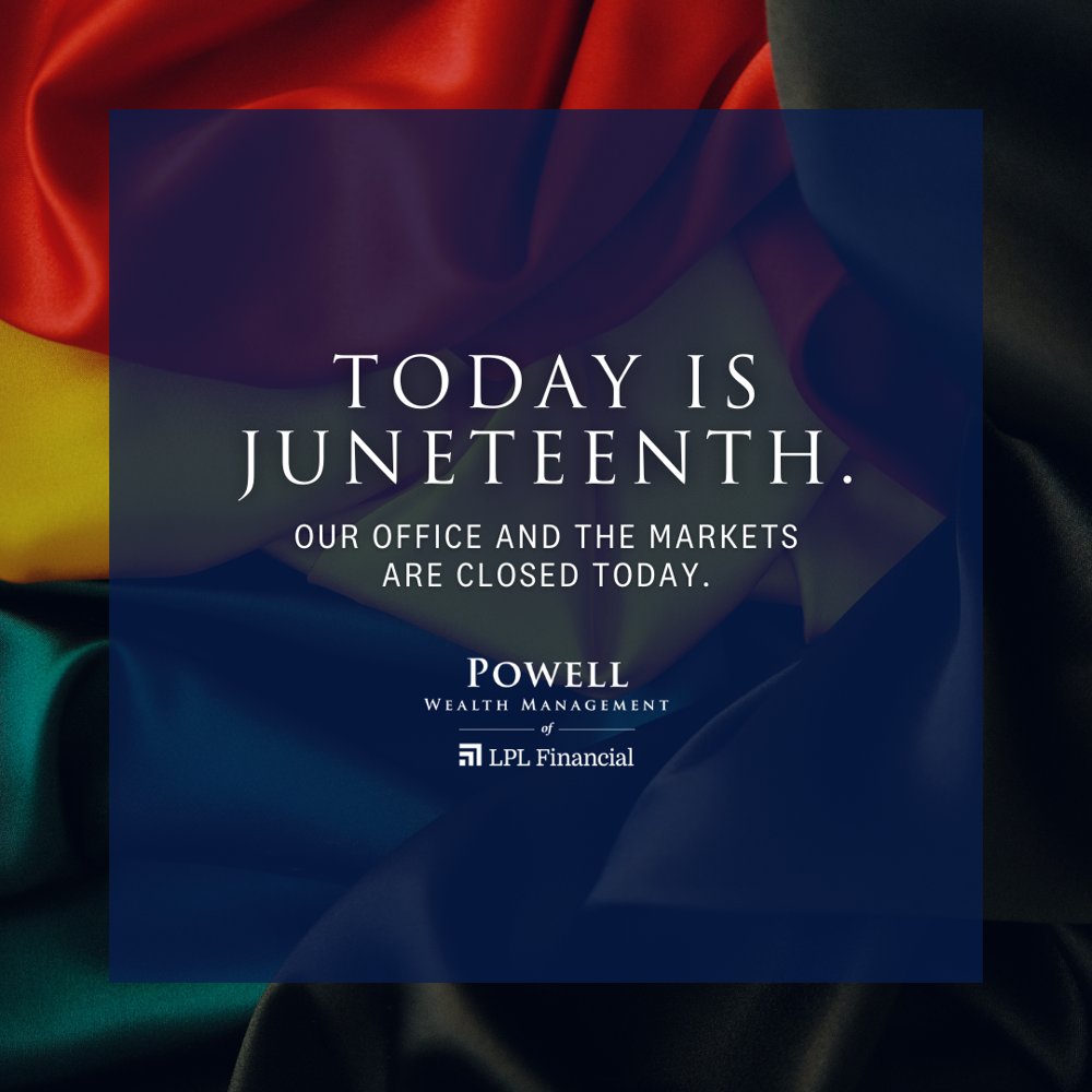 PowellWMgmt's tweet photo. Our office is closed today in observance of Juneteenth.
#Juneteenth #OfficeClosed https://t.co/e0CXWvsfBI
