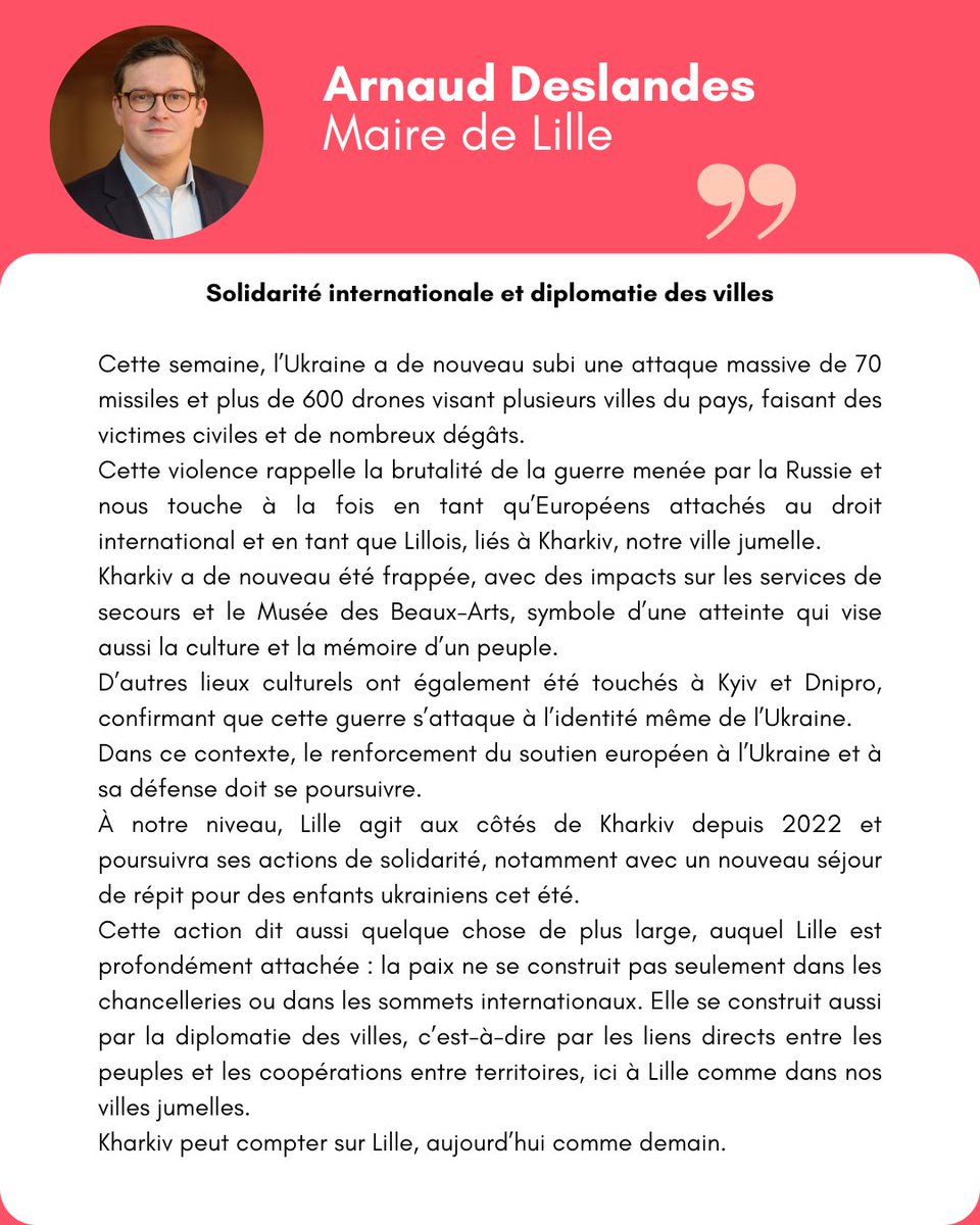 Lille_en_commun's tweet photo. 🇺🇦 Le #CMLille a réaffirmé son soutien au peuple ukrainien et à notre ville jumelle #Kharkiv. Face à l’agression russe, #Lille reste mobilisée pour la paix, la liberté et le respect du droit international, a rappelé @Ardeslandes https://t.co/ctOEy0K73Y