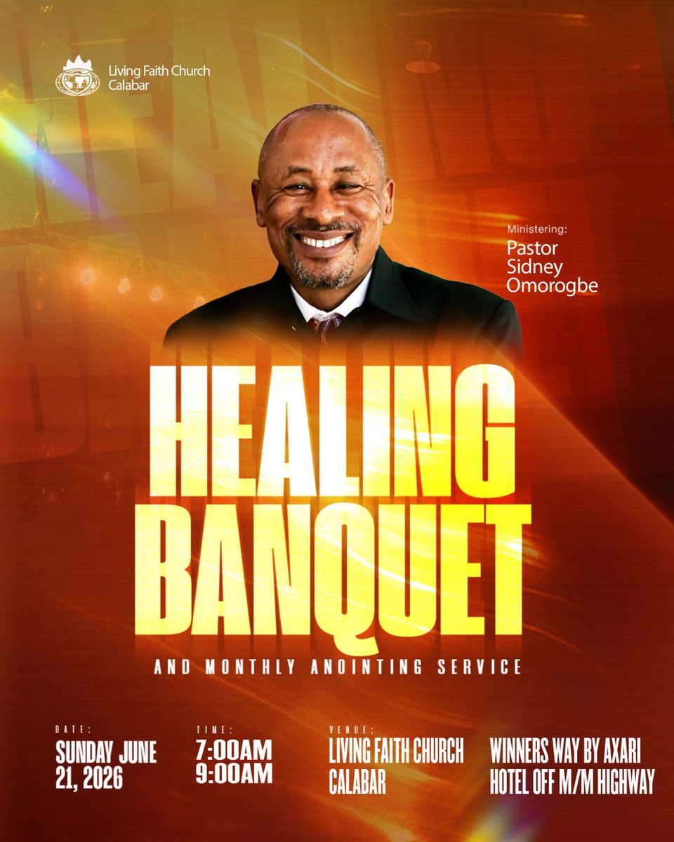 winnerscalabar's tweet photo. If God can save, He can heal.
If He can restore, He can make whole.

Join us this Sunday for our Special Healing Banquet Service, a service for you to experience God’s healing power and divine intervention by the power of the Word and the anointing.

Don’t come alone. https://t.co/Au8mQCkSIM