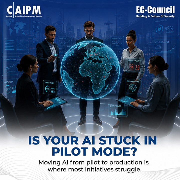 ECCOUNCIL's tweet photo. Move AI from pilot to production with C|AIPM.

🔗 https://t.co/m0pfyXqEuF

Many AI initiatives fail to generate business value because organizations lack a structured approach to adoption, governance, deployment, and change management.

The Certified AI Program Manager (C|AIPM) helps professionals assess AI maturity, prioritize use cases, build adoption roadmaps, align stakeholders, integrate governance requirements, and scale AI initiatives across the enterprise.

Learn how to operationalize AI and deliver measurable outcomes through a structured, end-to-end adoption framework.

#CAIPM #ECCouncil #AIGovernance #AILeadership #ArtificialIntelligence #AITransformation #EnterpriseAI #ResponsibleAI #AIAdoption #DigitalTransformation
