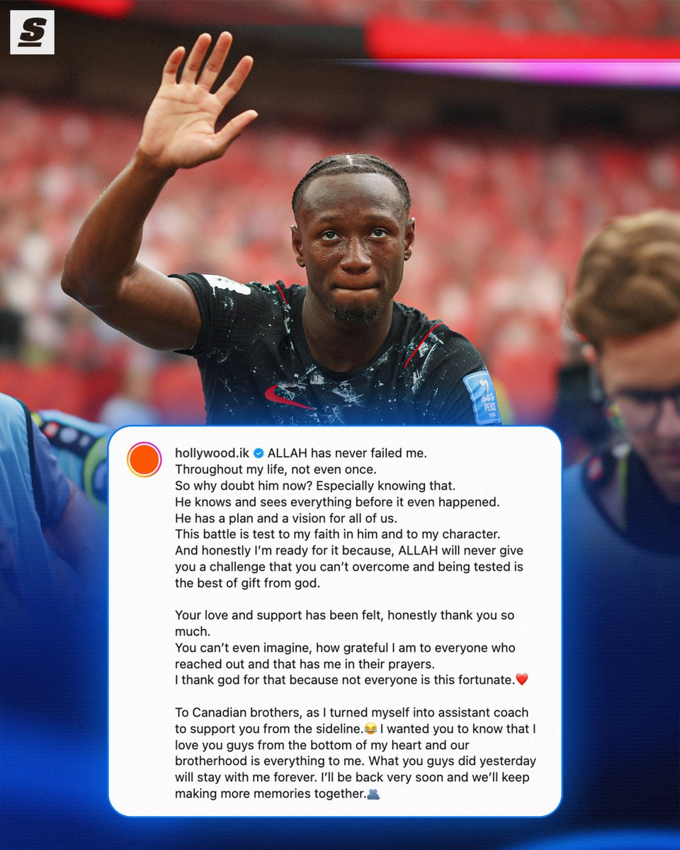 theScore's tweet photo. A message from Ismaël Koné after yesterday's heartbreaking injury. ❤️ https://t.co/LSH57RaGrO