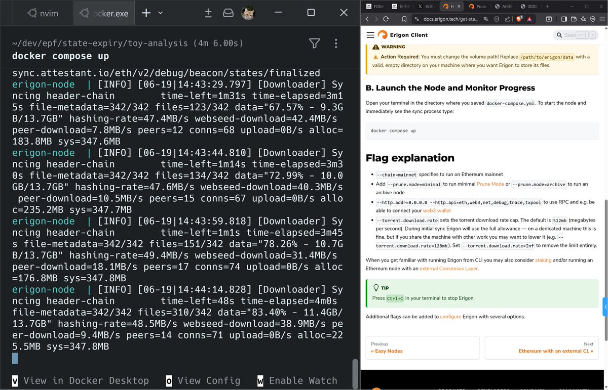 jeffoodchain's tweet photo. 5/ started to setup a erigon full node to run some toy analysis, yet I think it needs sometime to download the data. https://t.co/xesYdWoi0j