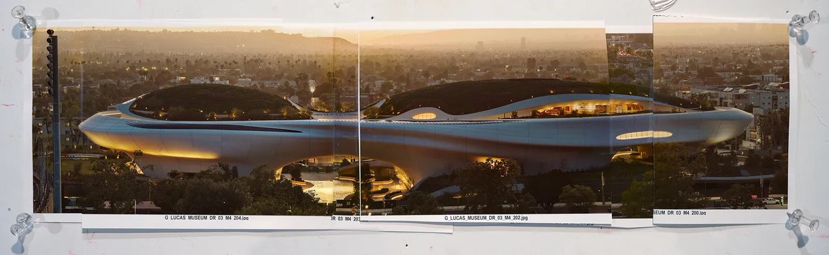 ILMVFX's tweet photo. Explore the otherworldly Lucas Museum of Narrative Art in Los Angeles, then read the full story from @Vogue: https://t.co/6CQZ232IZZ https://t.co/JJydwcTFKd