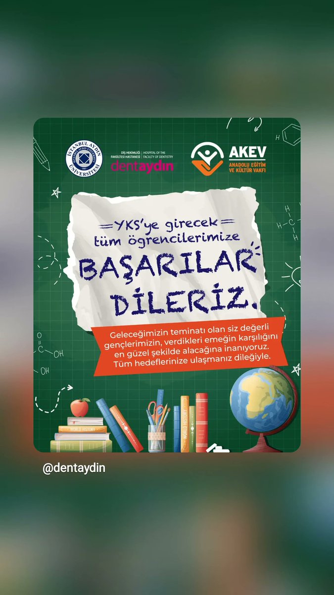 dentaydin's tweet photo. YKS'ye girecek tüm öğrencilerimize başarılar dileriz. https://t.co/oFnonjzBYB