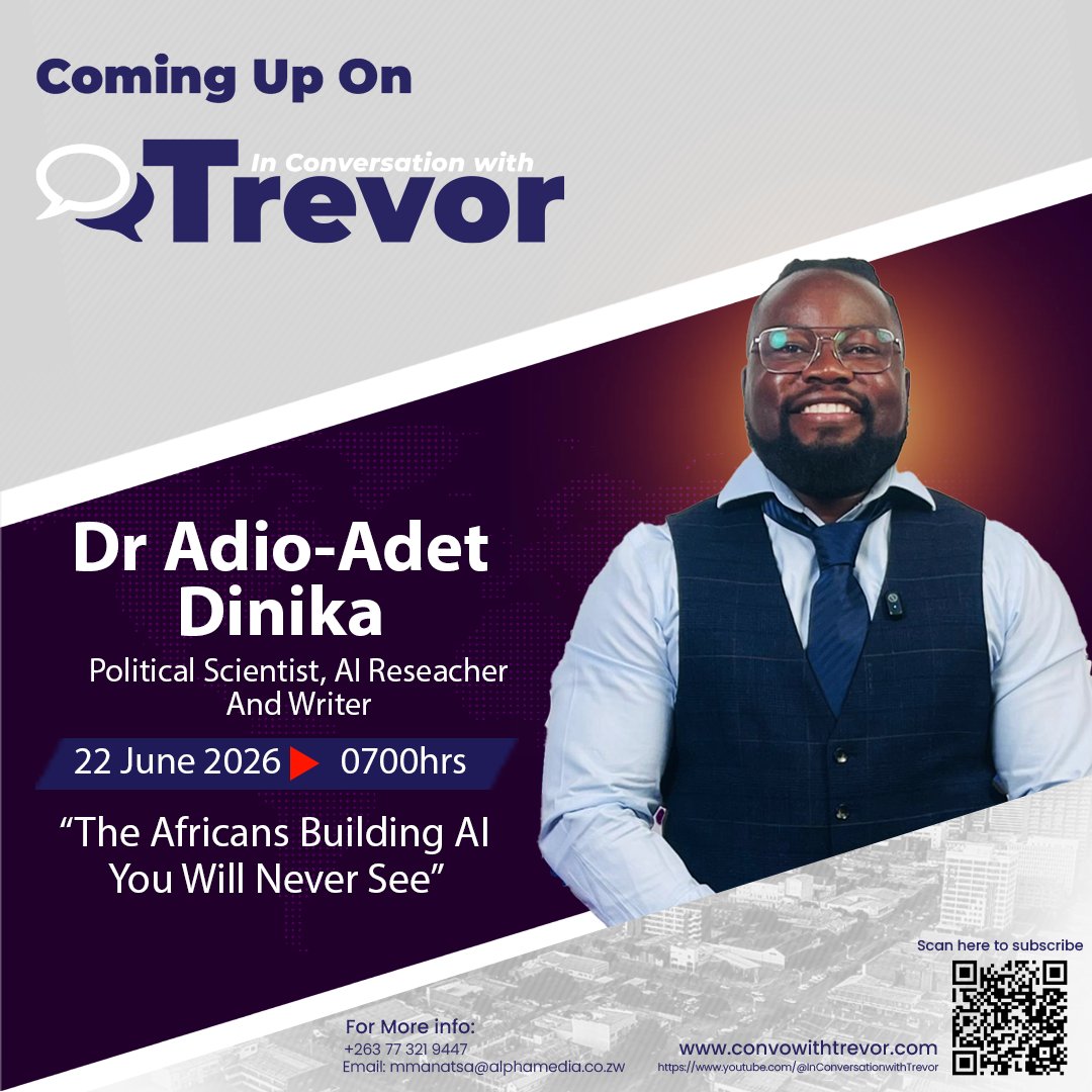 ConvoWithTrevor's tweet photo. Our next guest is Dr Adio Adet Dinika, Political Scientist, AI Pesearcher and Writer.
Subscribe here 👇https://t.co/3LaVMKY5lm . so you don’t miss the episode when it drops! #ICWT26 https://t.co/6QxiAkuc9Q
