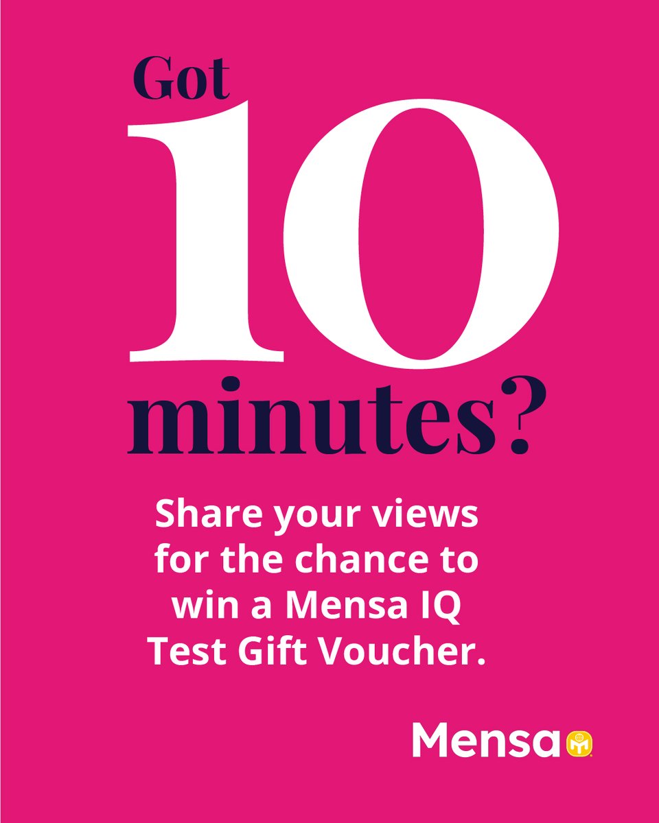 BritishMensa's tweet photo. Not a Mensa member?

We'd love to hear your thoughts.

Complete our short survey for the chance to win a Mensa IQ Test Gift Voucher. ➡️

https://t.co/tQihcOEY9M

T&amp;Cs apply. https://t.co/HhkG41BC85
