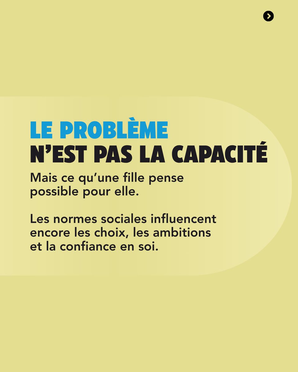 ong_raes's tweet photo. Parce que les choix ne dépendent pas seulement des capacités. Ils sont aussi influencés par les normes sociales, les modèles qui nous entourent et ce que nous pensons possible pour nous-mêmes. https://t.co/Au2mhelpBY