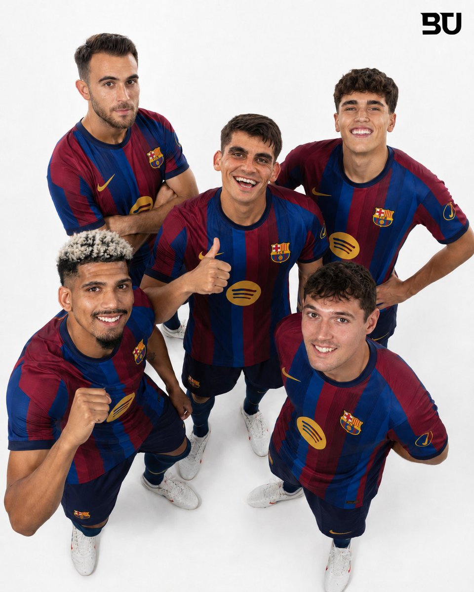 BarcaUniversal's tweet photo. 🚨 Barcelona are likely to continue with the same 5 centre backs for next season:

- Eric García
- Gerard Martín
- Pau Cubarsí
- Ronald Araujo
- Andreas Christensen https://t.co/wUFdw1iGrl