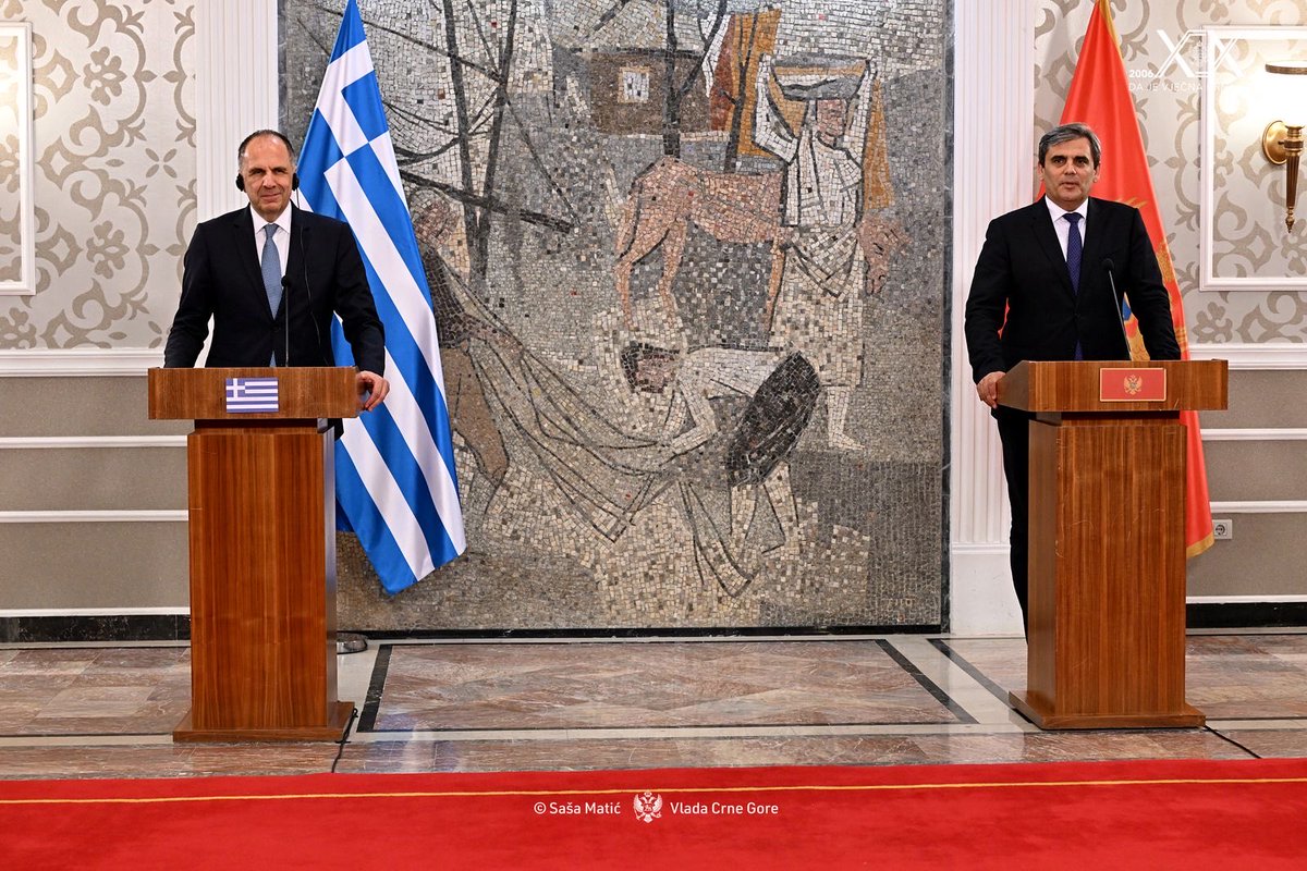 MFA_MNE's tweet photo. 🇬🇷 Greek Foreign Minister Gerapetritis: “Greece’s support for Montenegro’s European perspective is unwavering. We expect the negotiations to result in membership soon, and we hope to welcome Montenegro during our Council presidency in the second half of 2027.”

                            ▪️▪️▪️

🇲🇪 DPM & FM Ibrahimović: “I believe that through Montenegro’s example, the enlargement policy can reaffirm its strength and credibility as a key EU policy. Too much time has passed since the Thessaloniki Summit. Tivat Summit symbolizes our shared determination to turn promises into next EU member state”.