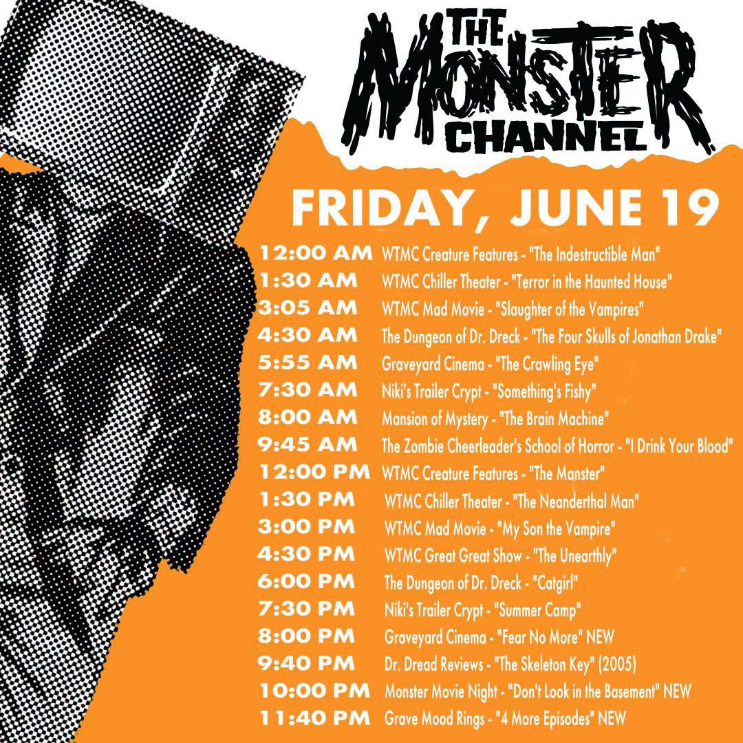 doc_freak's tweet photo. June 19, 2026, Spend a freaky Friday Morning, Afternoon and Evening watching Horror Hosted Entertainment on https://t.co/iIFYwKLvr4
#HorrorHost #TheMonsterChannel https://t.co/0EnQZ9mlDv