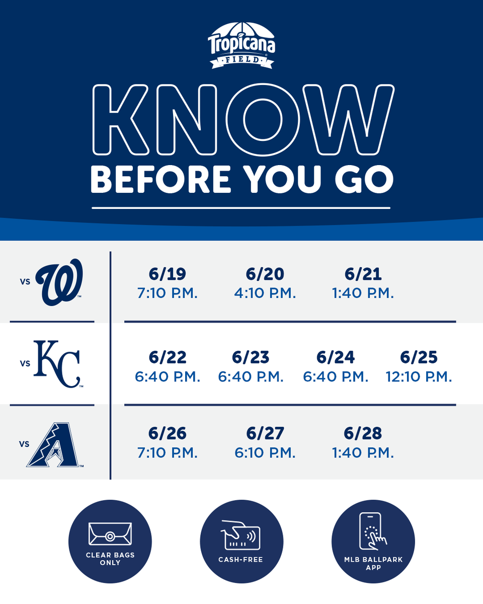 tropicanafield's tweet photo. The Rays are home for 10 in a row! 

Here's everything you need to know before you go 👇 https://t.co/8aP74HyxUN