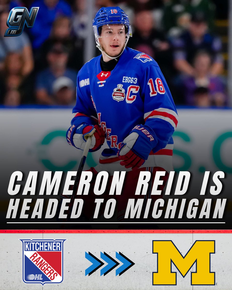 GameNotesBud's tweet photo. Michigan just landed a BIG one. 〽️

Memorial Cup champion and Nashville Predators first-round pick Cameron Reid is leaving Kitchener and headed to Ann Arbor. https://t.co/gSVwPl3g73