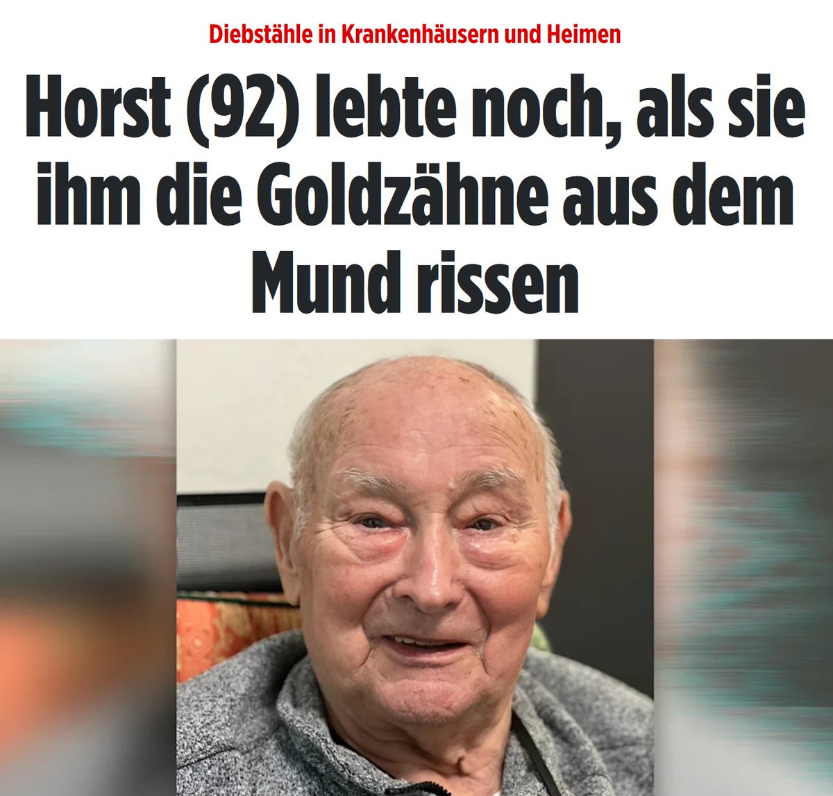 123Koko_'s tweet photo. Unbekannte Täter haben dem im Sterben liegenden 92-jährigen Mann die Goldzähne aus dem Mund gerissen. 
Als die Tochter des Opfers zur Polizei ging, wurde sie abgewimmelt, sie solle eine Online-Anzeige machen. 
Der Leiter des hessischen Pflegeheimes sagte auf Nachfrage der Tochter, er habe so viele Angestellte, die könne er nicht alle überprüfen.
Es juckt in diesem Shithole von Merkels und Merz' Gnaden niemanden mehr, wenn alten Leuten bei lebendigem Leib die Goldzähne rausgerissen werden. So lange das Opfer ein Deutscher ist, natürlich.