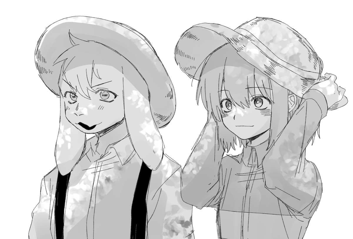 rokinoya_ut's tweet photo. お題：麦わら帽子姿のニンゲンやアズリエル https://t.co/oNa4GYpuDv