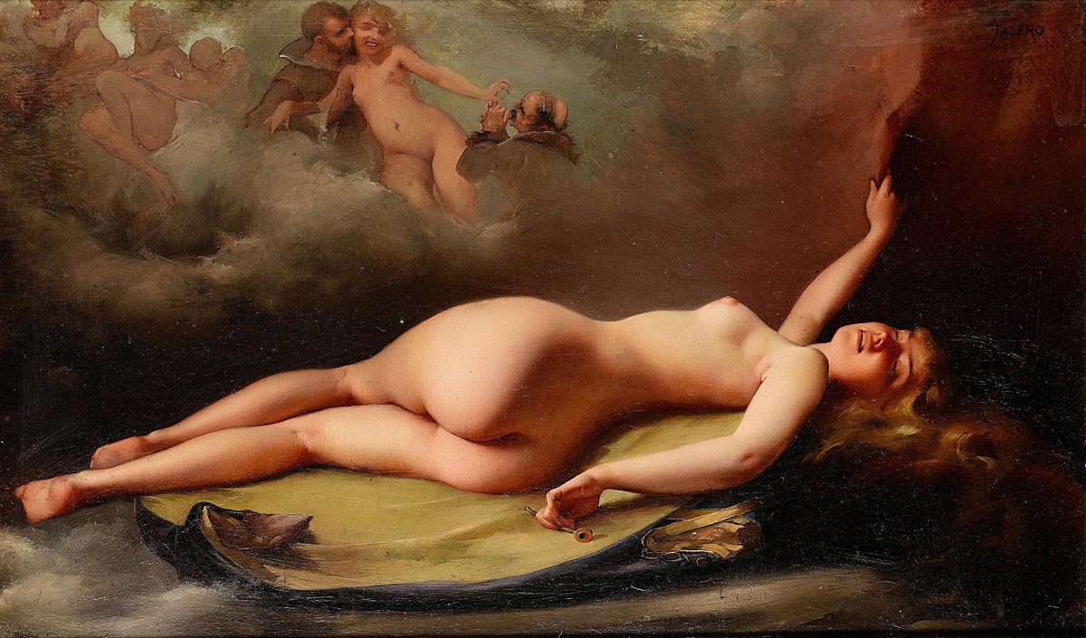 AlexandraSoro's tweet photo. "Reclining Nude" (1879) 
By Luis Ricardo Falero. (1851–1896) 🖌️🌹
Spanish painter. https://t.co/Ky4fxMZRtU
