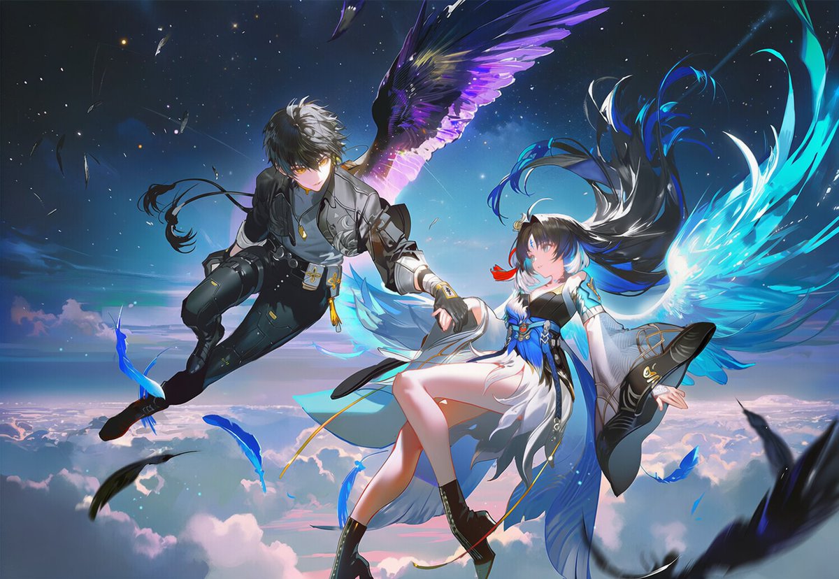 wuwaguy's tweet photo. Rover &amp; Xuanling fanart illustration ❤️‍🩹
Artist/CTTO:  "dd6box"  (From CN Bilibili)

#WutheringWaves #WuWa #鳴潮 #WuWaCollection #WuWaAnniversary https://t.co/AObRBYBSRi