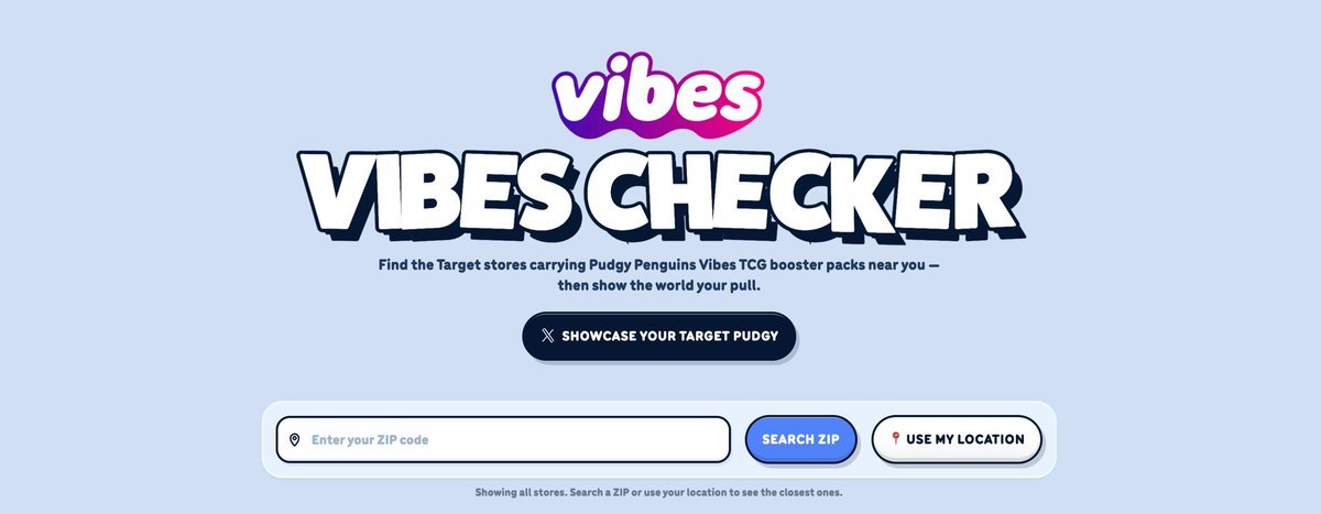 moonbirds's tweet photo. @Ocapgames Our partners @pudgypenguins built an amazing tool for supporters to check if your local store carries Vibes TCG, share with other supporters if it's in stock, and more!

Check it out here:

https://t.co/eXKtXu8TuZ https://t.co/7xPoVr1Wjf