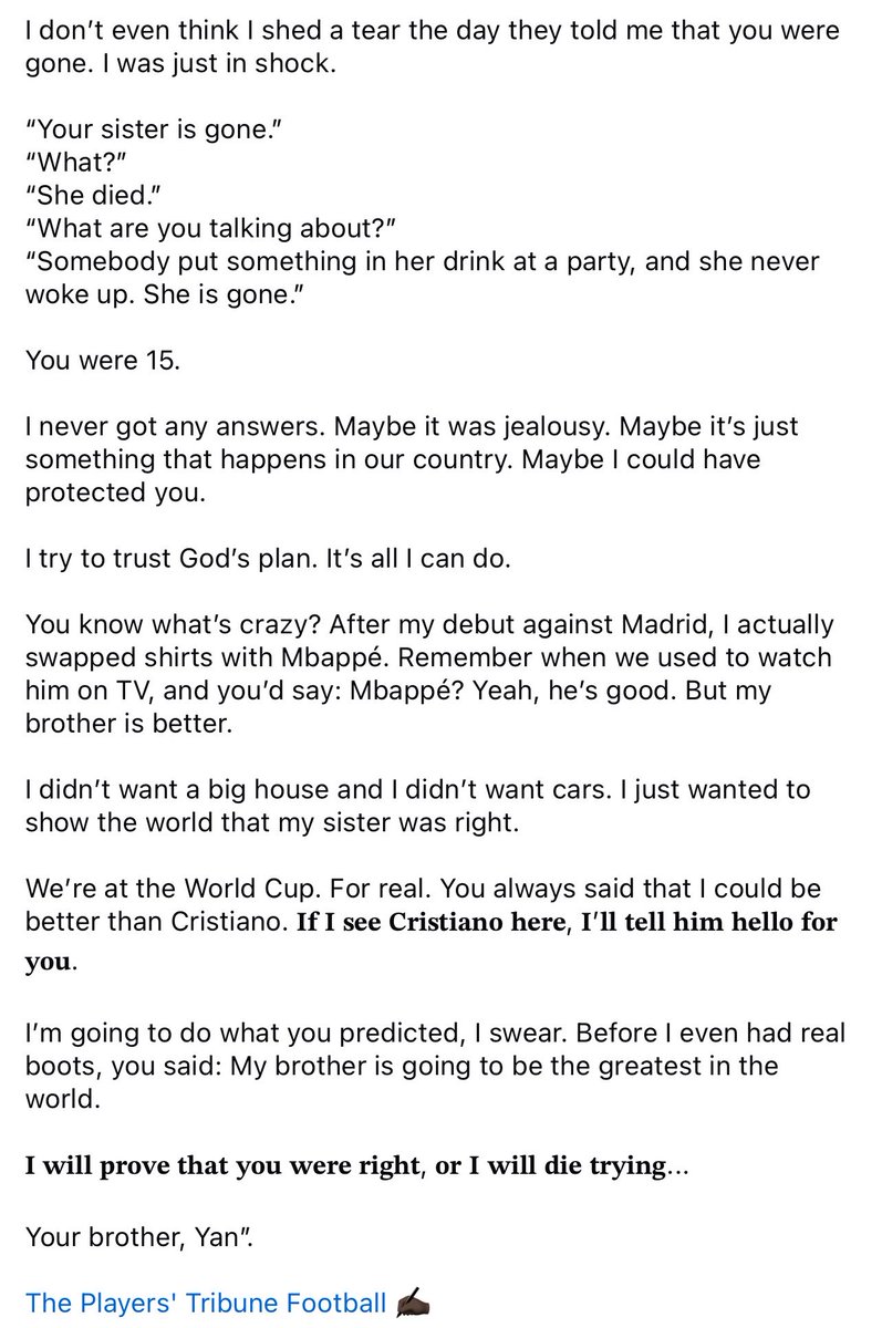 AhmedCarter19's tweet photo. My passion for football doesn’t just stem from the amazing skills or resilience on the field of play. What intrigues me the most is the difficult and sad stories behind these stars we see on the pitch. I find hope from the many stories behind these football players… ……..(1/2) https://t.co/DsiIizZ4rd