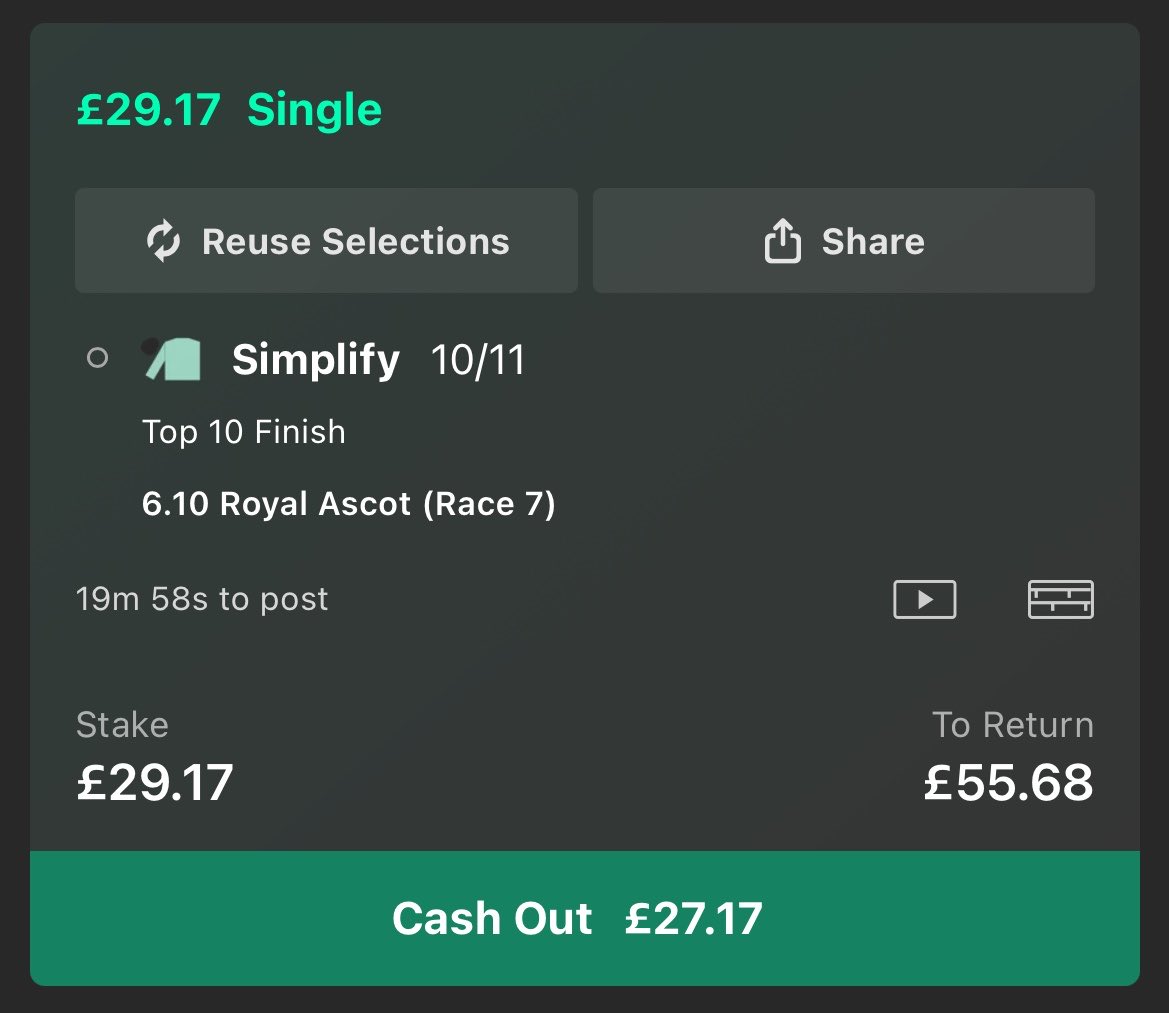PBsportstips's tweet photo. We keep the run going

Simplify top 10 finish 
Royal Ascot race 7

£29.27 - £55.68 eyes 👀 

£5 - £17.50 ✅ 

£17.50 - £29.27

#simplify #royalascot https://t.co/KhVlHdOQq2