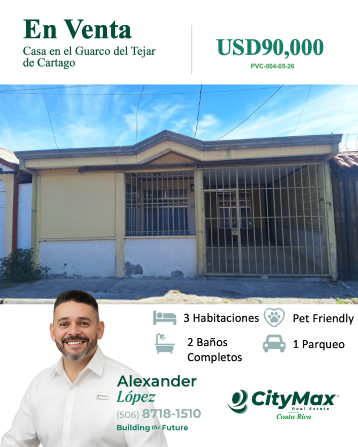 AlexLM187181510's tweet photo. 🏡 Casa en Venta | Tejar, El Guarco, Cartago
💲 USD 90,000
📐 121 m² construcción | 🌳 131.94 m² terreno 🛏️ 3 habitaciones | 🛁 2 baños 🚗 1 parqueo 
🐾 Pet-friendly 
✨ Cómoda, funcional y en zona de crecimiento 
📲 Contáctanos y agenda tu visita. https://t.co/uW79sb1fLC