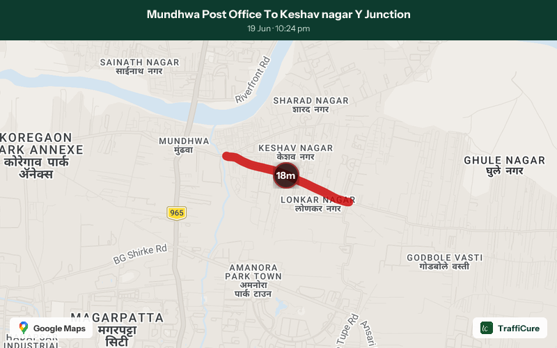 trafficure's tweet photo. Congestion alert: Mundhwa Post Office To Keshav nagar Y Junction
18-minute delay
Current speed: 4 km/h

@PuneCityTraffic @PuneCityPolice have been notified. #PuneTraffic #TrafficAlert #KoregaonPark #EastPune #PuneMonsoon https://t.co/lbZJ7TcQAY