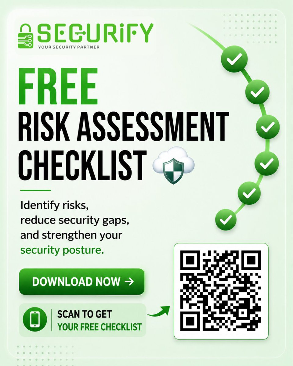cybersecurify's tweet photo. Hidden vulnerabilities = big risk.

Start with a proper risk assessment.

Download your FREE checklist 👇
https://t.co/WM049ZFQ4C

#CyberSecurity #RiskAssessment #InfoSec #compliancechecklist #securifyai #free https://t.co/2lQvzJK5Xg