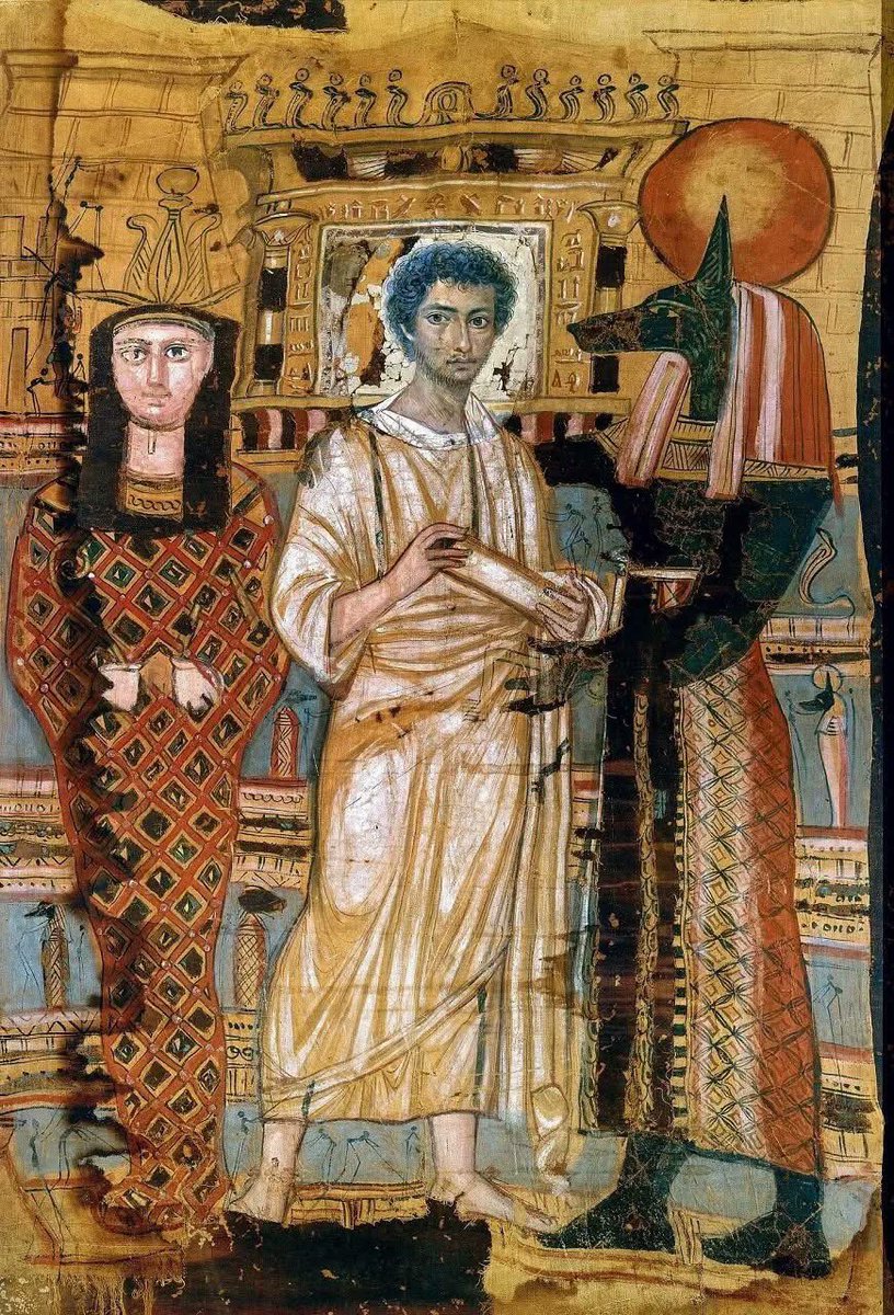 nissnickmich's tweet photo. Difunto flanqueado por Osiris y Anubis. Sudario romano-egipcio del siglo II después de Cristo #arte #egipto #osiris #anubis #arqueologia #antiguoegipto #curiosidades #felizviernes #19junio https://t.co/fsQJJKGRLV