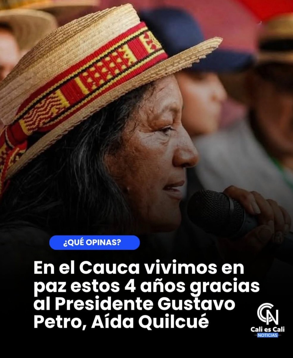 ojocolombia2026's tweet photo. 🇨🇴 Aida quilcue dice que el CAUCA vivió 4 años en PAZ gracias a PETRO 

Que opina de esta declaración ❓ https://t.co/pnYwt5bH6Y