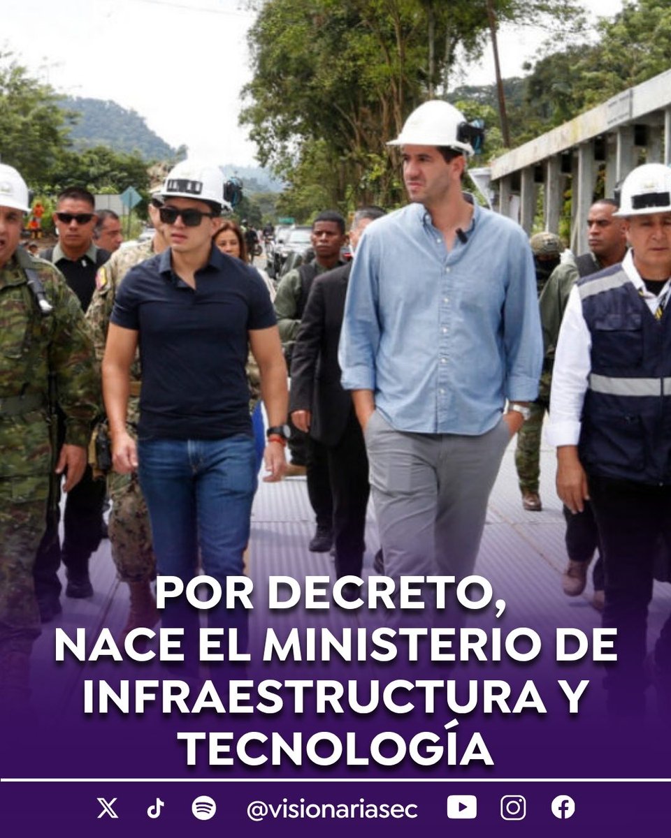 visionariasec's tweet photo. #ATENCIÓN | El presidente Daniel Noboa dispuso mediante el Decreto Ejecutivo 426, firmado el 18 de junio de 2026, que la Carreta de Telecomunicaciones se integre a la estructura del Ministerio de Infraestructura y Transporte, que ahora pasará a llamarse Ministerio de Infraestructura y Tecnología.

El decreto establece que Telecomunicaciones funcionará como un viceministerio dentro de la nueva cartera y que todos sus planes, proyectos, competencias y obligaciones serán asumidos por la institución reorganizada. El proceso deberá cumplirse en un plazo máximo de 60 días, con posibilidad de extenderse a 90 días si se requieren procesos de adscripción.