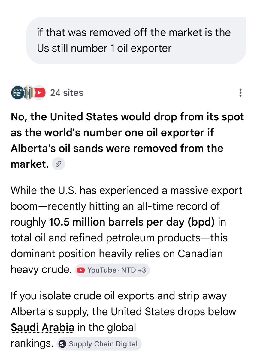 beezerper's tweet photo. @ChrisHa80512846 @PDXFato LMAO looks your mentally inept and u don’t know how to use it. 1/5 of all oil u export comes from the canadian oil sands 😂🤡 https://t.co/Nt1111Rafo