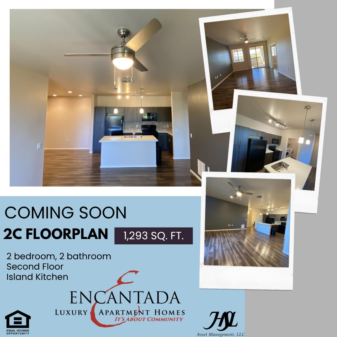 EncantadaConti1's tweet photo. With 1,293 square feet, 2 bedrooms, and a beautiful island kitchen, this spacious layout is one of our most desirable floor plans. Reach out today for availability details.

HSL Asset Management, LLC.
[Equal Housing Opportunity] https://t.co/dX2k4KQ5AR