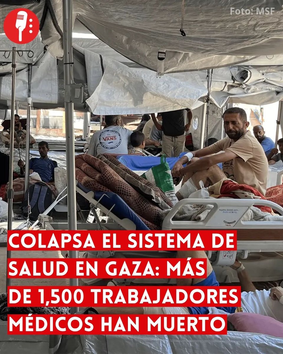 ReporterosMX_'s tweet photo. ⭕ OJO | COLAPSA EL SISTEMA DE SALUD EN GAZA: MÁS DE 1,500 TRABAJADORES MÉDICOS HAN MUERTO EN LA GUERRA

La situación del sistema de salud en Gaza continúa deteriorándose en medio de la ofensiva militar israelí, con hospitales fuera de servicio, personal médico asesinado y denuncias de detenciones arbitrarias. De acuerdo con una investigación de Márgara Millán y Juan Trujillo Limones para La Jornada, más de mil 500 trabajadores de la salud han muerto en ataques contra instalaciones y transportes médicos desde el inicio del conflicto.
https://t.co/QhyUXBAxkd