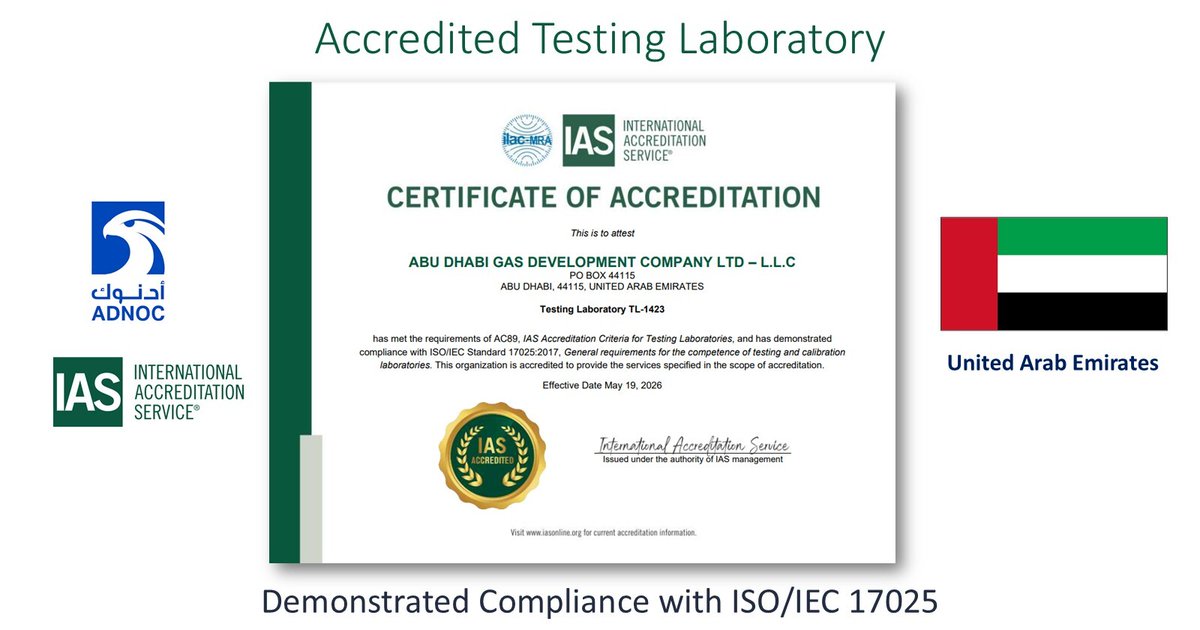 IntlAccredSvc's tweet photo. Congratulations Abu Dhabi Gas Development Company in United Arab Emirates for becoming an IAS Accredited Testing Laboratory. Demonstrating compliance with ISO/IEC 17025. https://t.co/v3rL4tMGpS
#ConformityAssessment #Laboratory #ISOIEC17025 #IASonline #IASAccredited #Accreditation #TestingLab #Adnoc #UAE