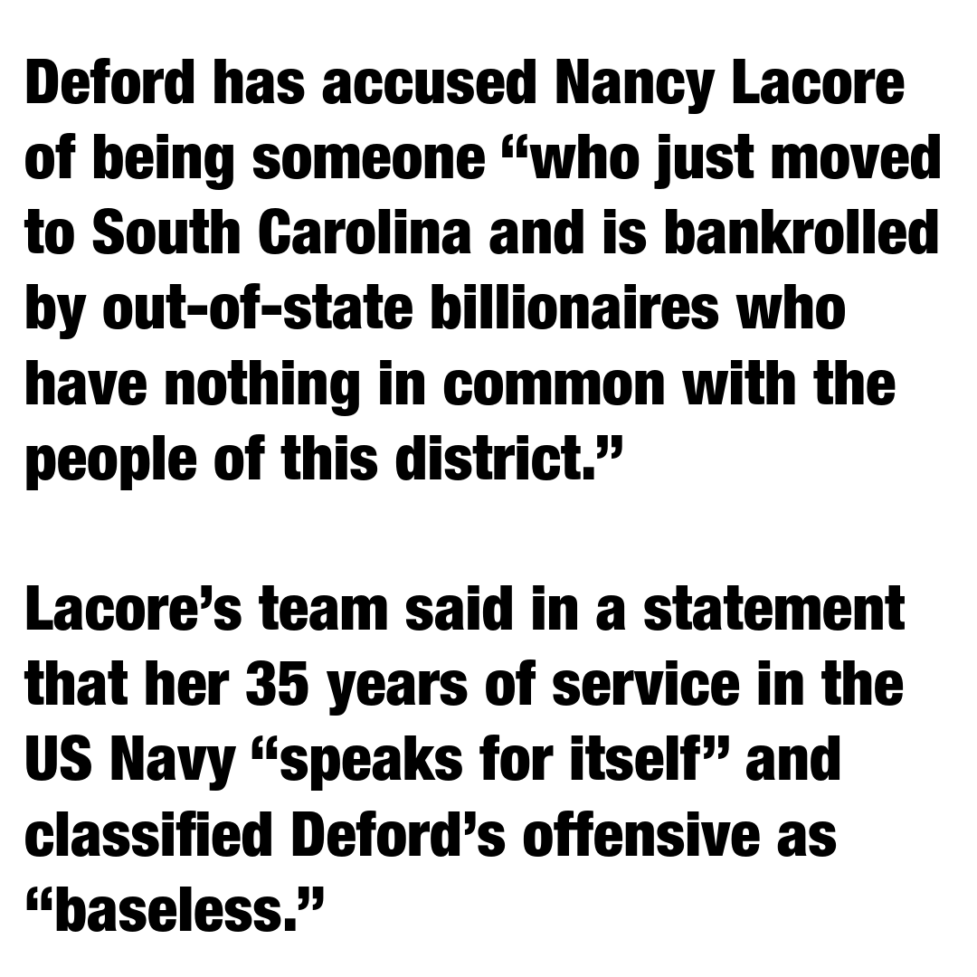 votevets's tweet photo. Nancy Lacore served her country for 35 years. Her husband served 29 years active duty. For decades, the Navy decided where they lived. But when they finally had the choice, they chose to live in Lowcountry.

As a veteran himself, Mac Deford knows the Navy makes assignments for military families, not the other way around. He should know better than to throw shame on the very military families he seeks to represent.