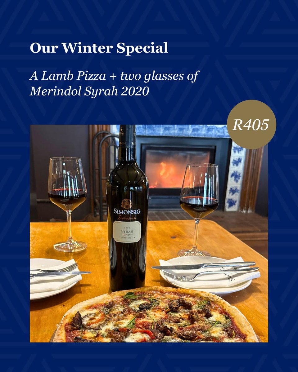 FoodBlogCT's tweet photo. Winter at Simonsig Family Vineyards  calls for red wine, crackling fires and pizza fresh from the oven ❄️🍷

Whether you’re catching up on a little work, settling in with a good book, or simply escaping the city for a few hours, winter on the farm invites you to slow down https://t.co/ZYrskUbMXN