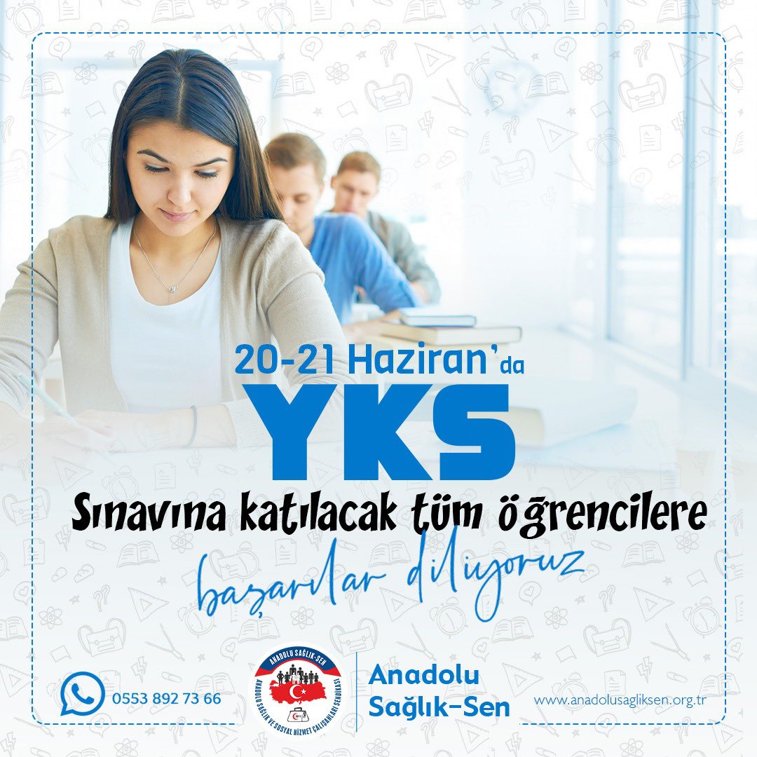 anadolusaglikgm's tweet photo. “Yarın gerçekleştirilecek YKS’ye katılacak tüm öğrencilerimize başarılar dileriz. Sınavın gönlünüzce geçmesini temenni ederiz.
#anadolusağlıksen #yks #öğrenci #öğretmen https://t.co/FZAnzpl5PI