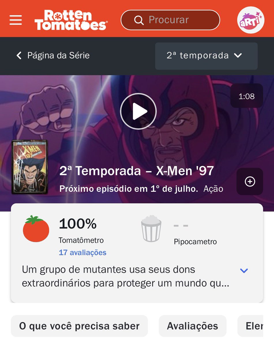 nacaomarvete616's tweet photo. 🚨 A MELHOR ANIMAÇÃO DE TODOS OS TEMPOS!

A segunda temporada de X-men 97 estreia com 3 episódios no dia 1 de julho.

A animação continua com 100% na avaliação dos críticos no Rotten Tomatoes. https://t.co/MWH8bYnrUc