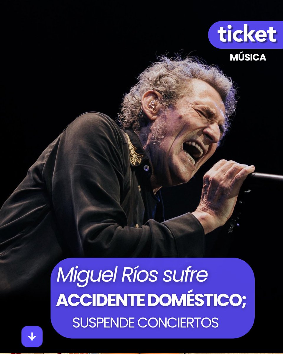 TicketCriterio's tweet photo. El cantante español Miguel Ríos sufrió un traumatismo craneal tras un percance en su domicilio. Conoce su reporte médico y las fechas canceladas 😟 

https://t.co/YIQl6Al0W2 https://t.co/cTgGhqKoC5