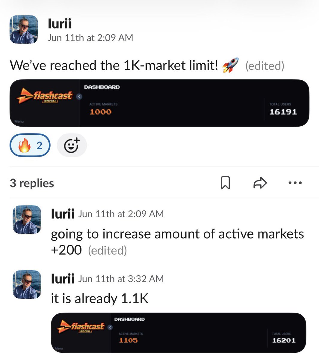 vanishree_rao's tweet photo. One of the most important metrics we track as we build the user-generated markets is 

Number of active markets 

This is like 200 or so in the older incumbent platforms 

With flashcast, we started at 500. We had to soon increase to 1000, then to 1.1k, 1.2k, 1.3k, 1.5k, 2k, 3k https://t.co/IcO82a7VNZ