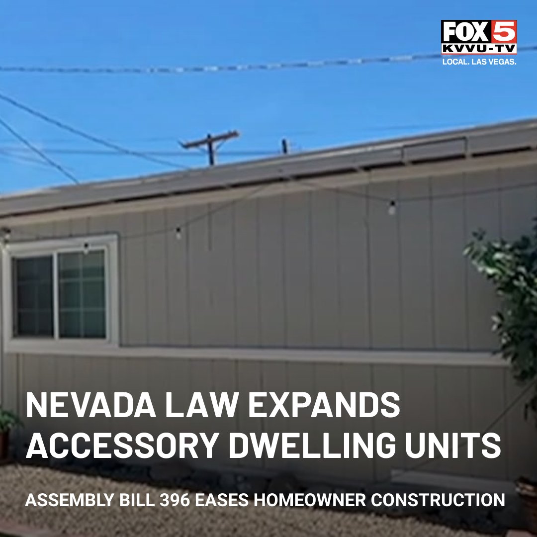 FOX5Vegas's tweet photo. A new Nevada state law aims to help more homeowners build “casitas” on their property to ease challenges from the housing and affordability crisis.   

The law primarily helped clear some hurdles that previously stood in the way for homeowners, such as restrictions around separate kitchens and lot size requirements to build additional units.  

FOX5's Jaclyn Schultz tells us more.   

Story: https://t.co/IBCVnV4HdA